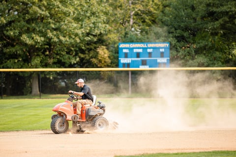 Commercial Landscaping John Carroll University Crew Baseball Field infield grooming 5