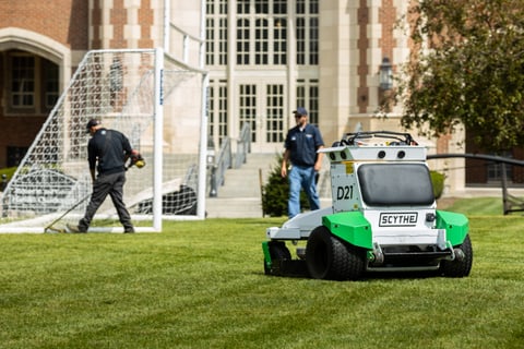 Commercial landscape autonomous mower university athletic field crew edging