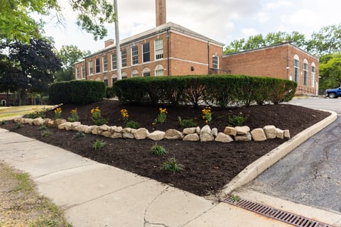Commercial landscaping shaker school case study garden along sidewalk